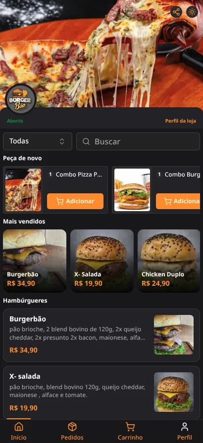 Loja OnDelivery no celular do cliente